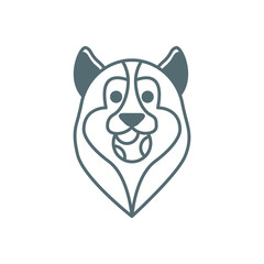 cute little dog husky head with ball line style icon