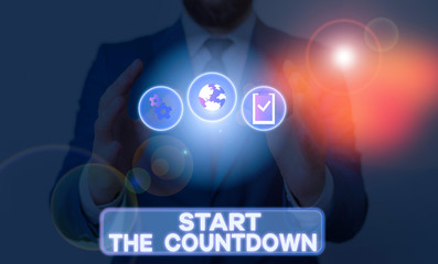 Word writing text Start The Countdown. Business photo showcasing Sequence of Backward Counting to Set the Timer