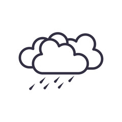 Outline vector weather app icon. Meteorological symbol of cloudy rain