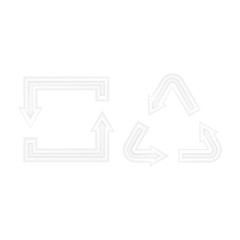 White square and triangular recycle arrow icons. Paper cut shadows effect vector illustration