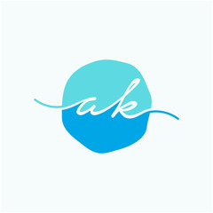 Obraz premium Letter AK or A K with circle handwriting concept. handwriting logo of initial signature, wedding, fashion, jewelry, boutique, and botanical with creative template for any company or business - vector