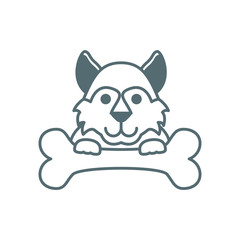 cute little dog husky with bone line style icon