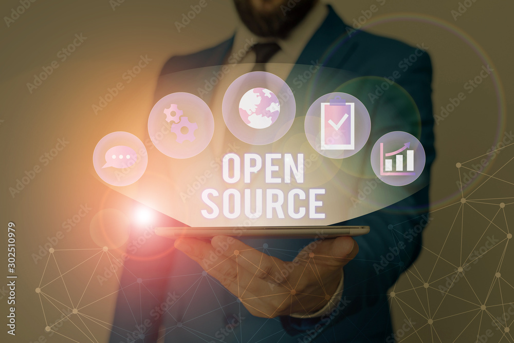 Poster conceptual hand writing showing open source. concept meaning denoting software which original source