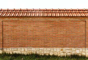 brick fence on white background
