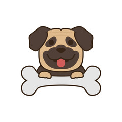 cute little pug dog fill with bone style icon