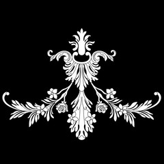 Black vintage baroque ornament, corner. Retro pattern antique style acanthus.Black vintage baroque ornament, corner. Retro pattern antique style acanthus