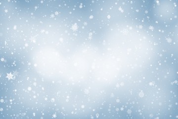Blue gray abstract background. white  light and snowflakes Christmas blurred beautiful shiny lights use wallpaper backdrop and your product.