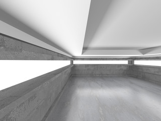 Dark concrete empty room. Modern architecture design