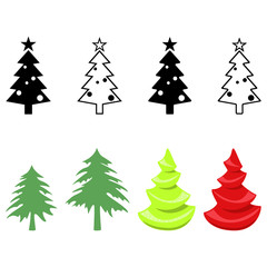 Christmas tree. Abstract concept, icon set. Vector illustration on white background.