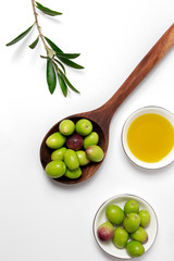 Fresh Spanish extra virgin olive oil with olives