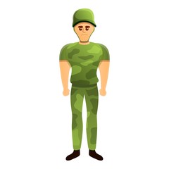 Muscle soldier icon. Cartoon of muscle soldier vector icon for web design isolated on white background