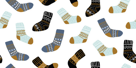 seamless pattern with collection of hygge socks