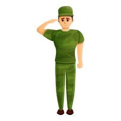 Soldier salute icon. Cartoon of soldier salute vector icon for web design isolated on white background