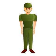 Serious soldier icon. Cartoon of serious soldier vector icon for web design isolated on white background