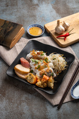 Banh Cuon stuffed pancake or steamed rolled rice pancake