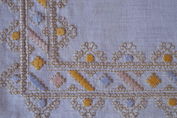 Rustic background with hand-sewn pattern
