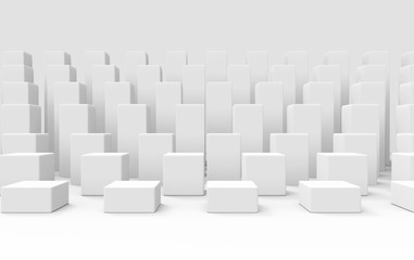 3d rendering. gray cube bar stack group on white wall design background.