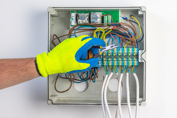 large shield room. it has a lot of wires. the master connects the Internet. also organizes smart...
