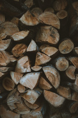 Stacked fire wood background pattern