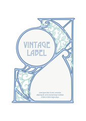 Label, decorative frame, border. Good for product label. with place for text Colored vector illustration. In art nouveau style, vintage, old, retro style. Isolated on white background..