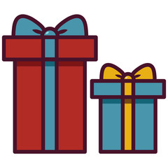 Christmas gift boxes vector illustration. Wrapped present flat design for decor