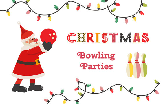 Template Design Poster Christmas bowling vector
