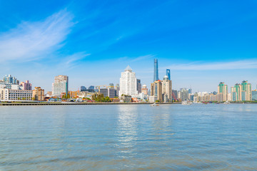 Cityscape of Tongqiao Ferry Crossing in Pudong New Area, Shanghai, China