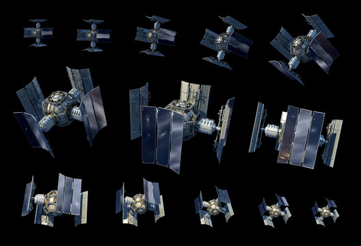 Unmanned spacecraft or satellite orbiter with clipping path