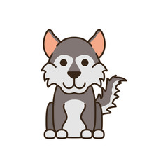 cute little dog husky fill style icon