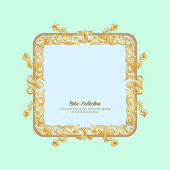 Border, frame label In baroque rococo, victorian renaissance style. Trendy floral vintage pattern. Vector illustration