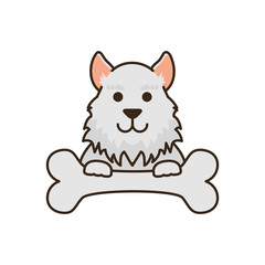 cute little dog with bone fill style icon