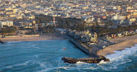 Harbour of Swakopmund with lighthouse