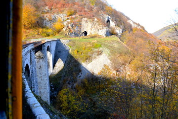 Landscape and view  from the mining railway Anin-Oravita in Banat, Transilvania