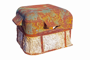 World War defense bunker on white