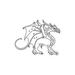 Dragon magic. Illustration for coloring book.