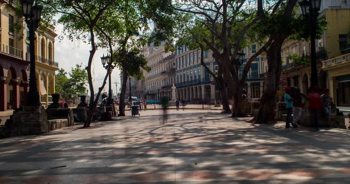 Walking on Paseo del Prado Long Exposure Motion Time Lapse, Havana, Cuba