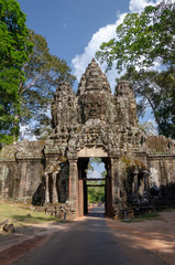 south gate ruins in angkor cambodia
