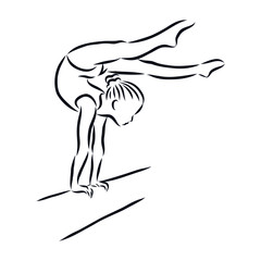 silhouette of a girl gymnast, sketch 