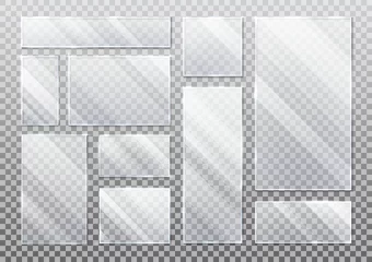 Fotobehang Set of isolated glass plate on transparent © Elegant Solution