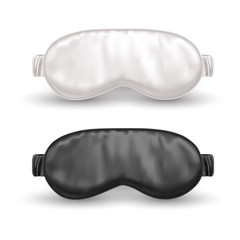 Set of isolated white and black eye mask for sleep