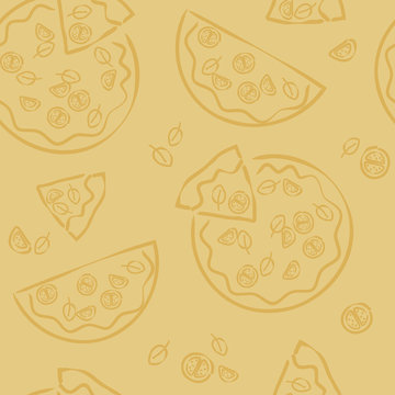 Pizza pizzeria italian food hand drawn seamless pattern background 