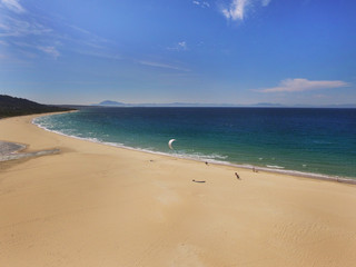 Fototapeta na wymiar Aerial View of Punta Paloma Beach An famous beach attraction for Kite-surf Wind-surf 