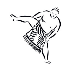 sketch of sumoist, japanese athlete