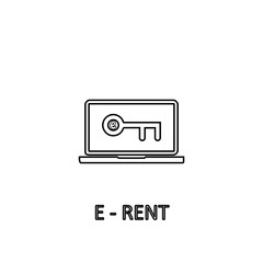 E-rent icon. Online rent ordering symbol. Logo design element