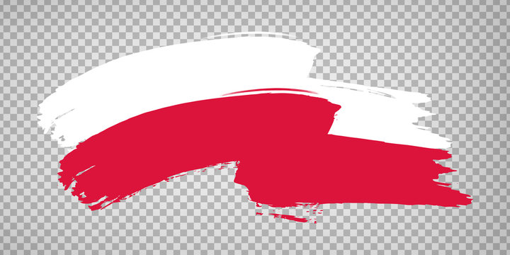 Flag Republic of Poland, brush stroke background.  Waving Flag Poland on tranparent backrgound for your web site design, logo, app, UI.  EPS10.