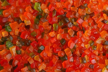 Tutti Frutti / Multi colored candied fruits for Xmas baking, selective focus