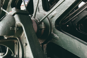 Big steel gear shot close-up photo.