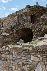 The ruins of the ancient antique city of Ephesus the library building of Celsus, the amphitheater temples and columns. Candidate for the UNESCO World Heritage List 
