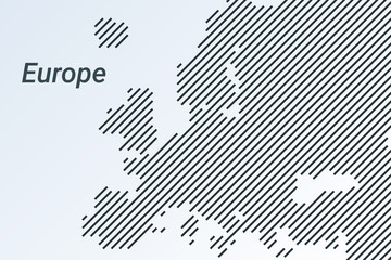 Europe striped map in a black strip on a silver background