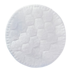 Cosmetic cotton pad isolated on a white background. One round cotton cosmetic pillow on white.